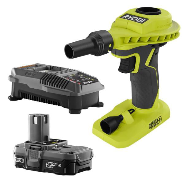 Ryobi P737 18-Volt ONE Lithium-Ion Cordless Power Inflator Kit with 1.3 Ah Lithium-Ion Battery,18-Volt Charger and Automotive Pencil Tire Gauge Bundle P737P12892142 